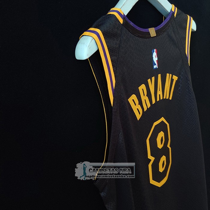 Camiseta Los Angeles Lakers Kobe Bryant NO 8 Black Mamba Autentico Negro